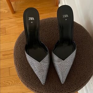 Zara sparkley silver mules size 38